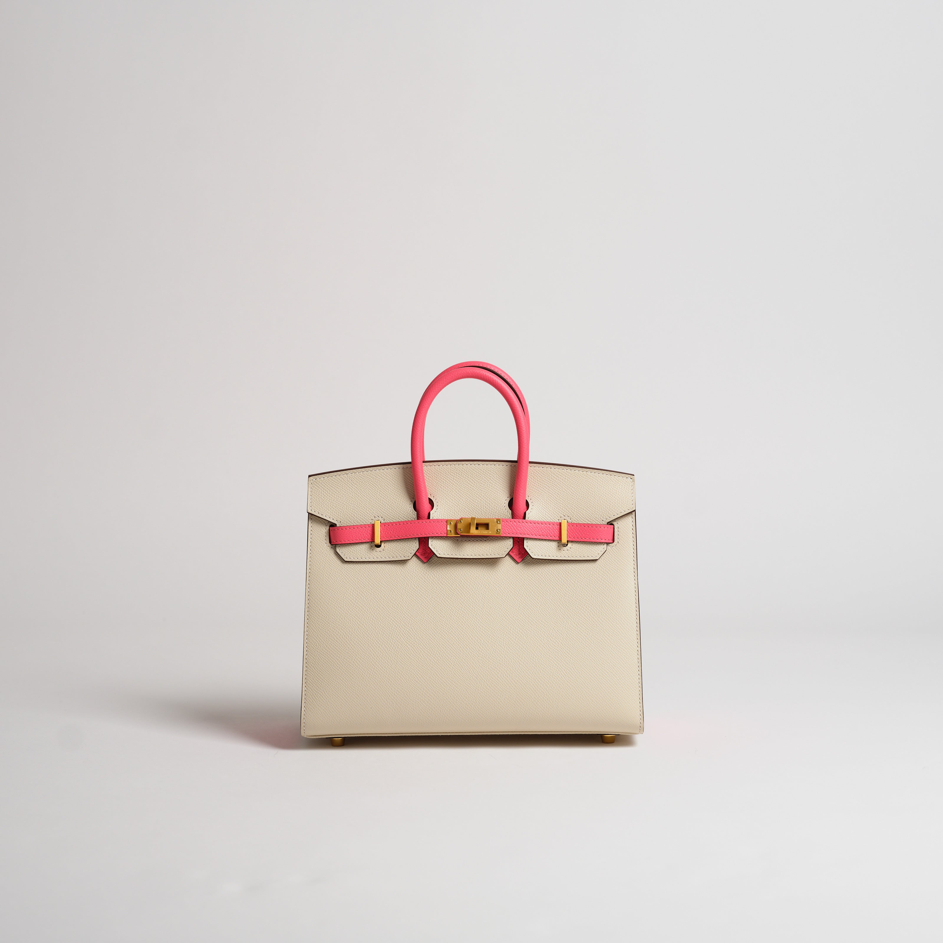 Hermès 25cm Birkin Horseshoe Sellier crais & rose azalea epsom brushed gold hardware