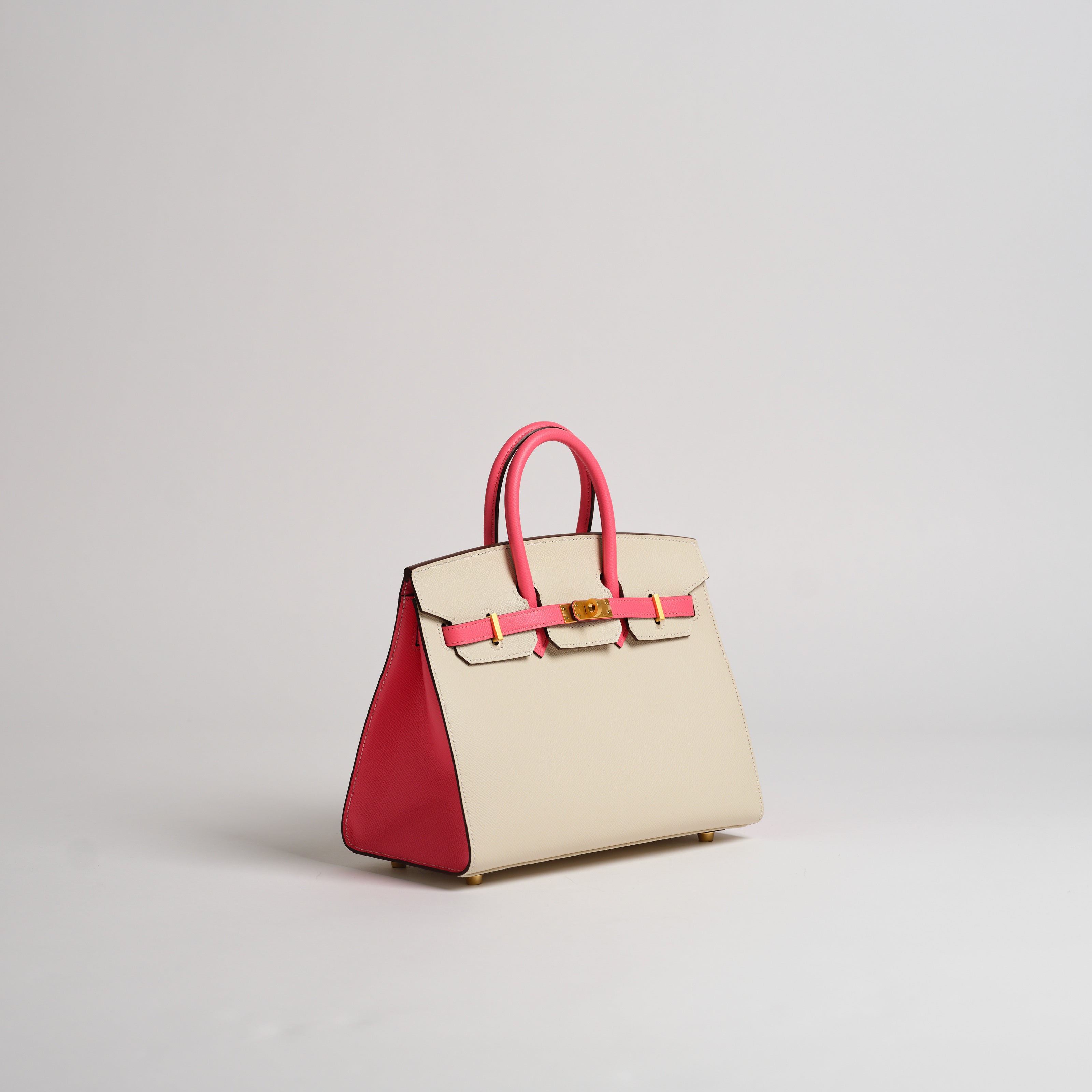 Hermès 25cm Birkin Horseshoe Sellier crais & rose azalea epsom brushed gold hardware