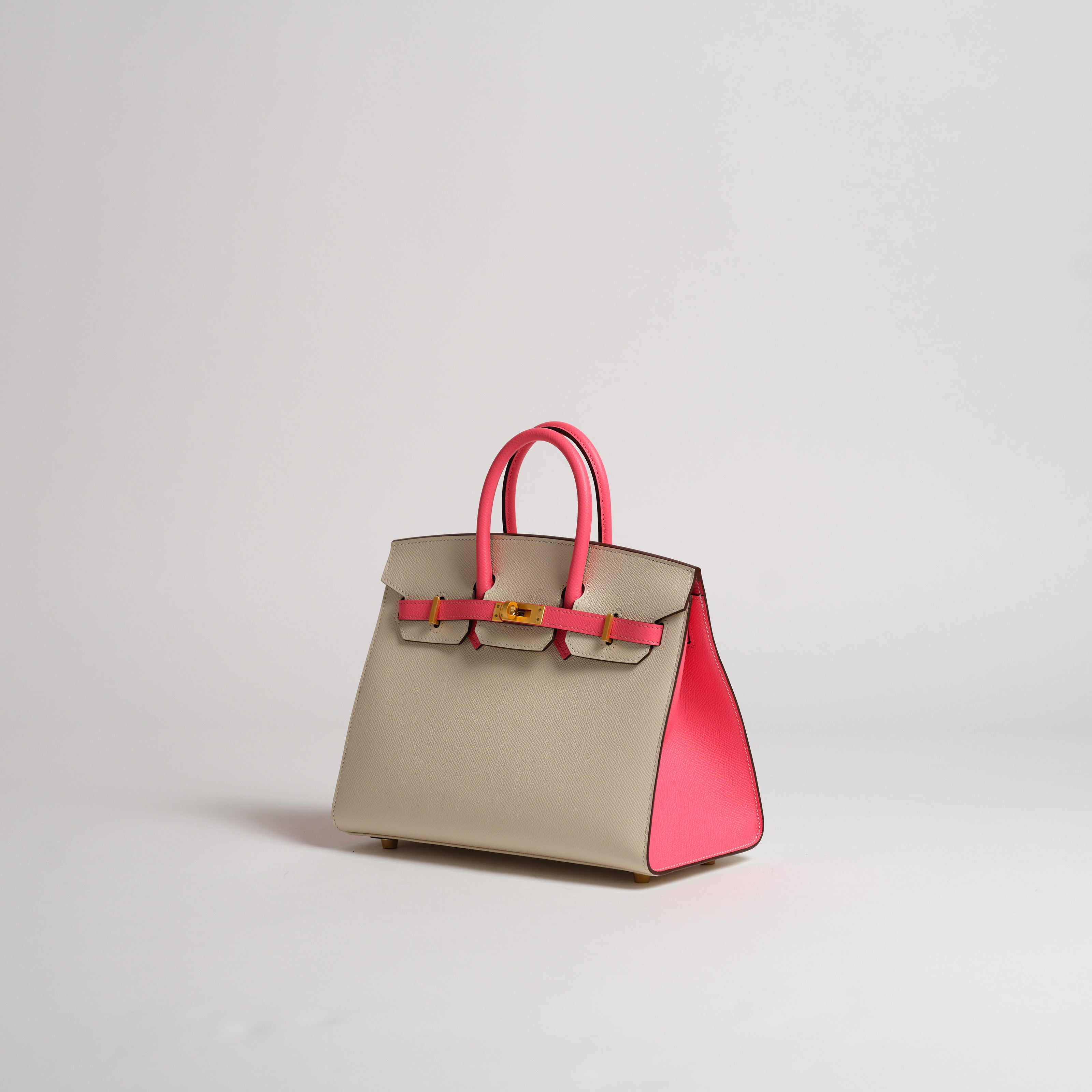 Hermès 25cm Birkin Horseshoe Sellier crais & rose azalea epsom brushed gold hardware