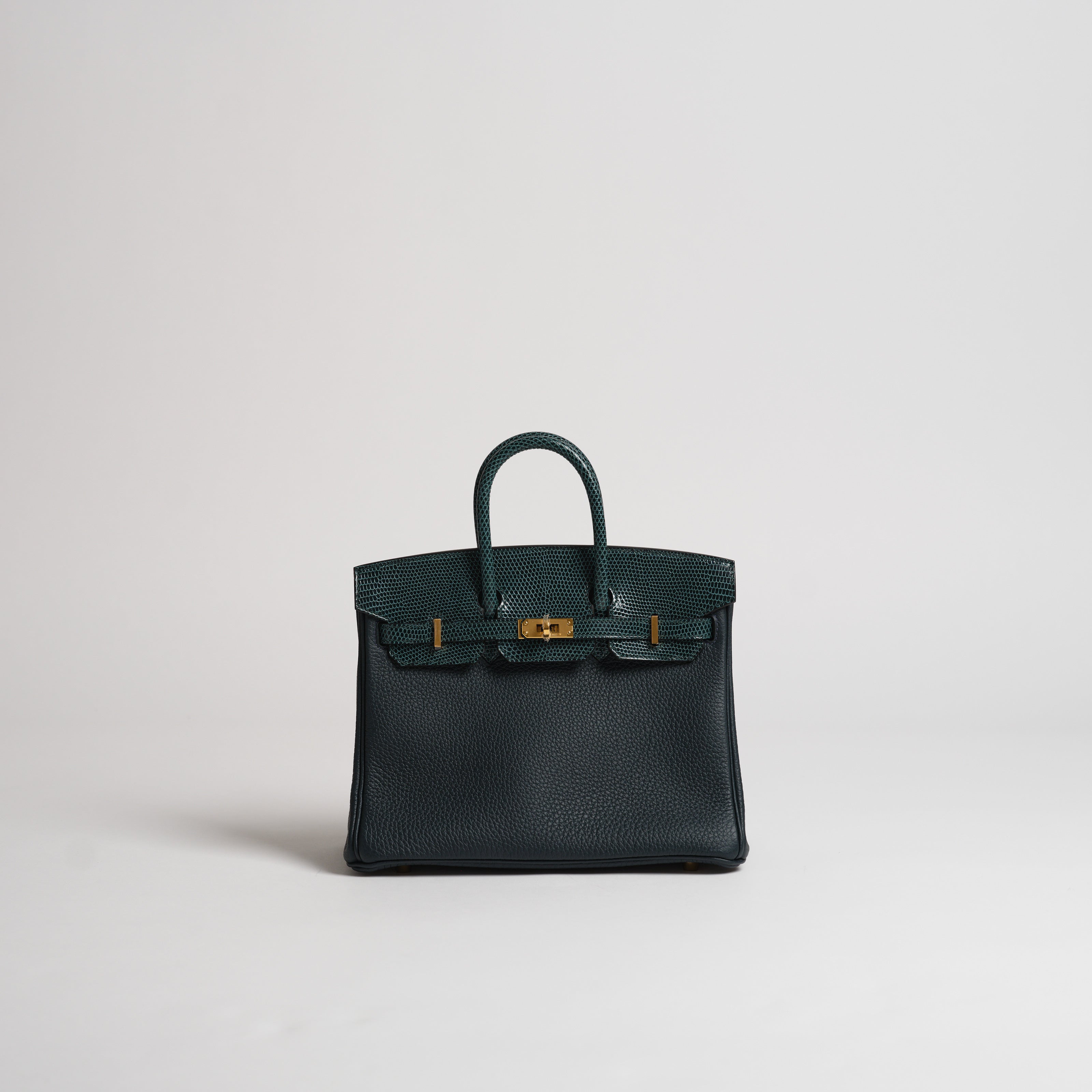 Hermès 25cm Birkin Touch vert cypress togo & lizard gold hardware