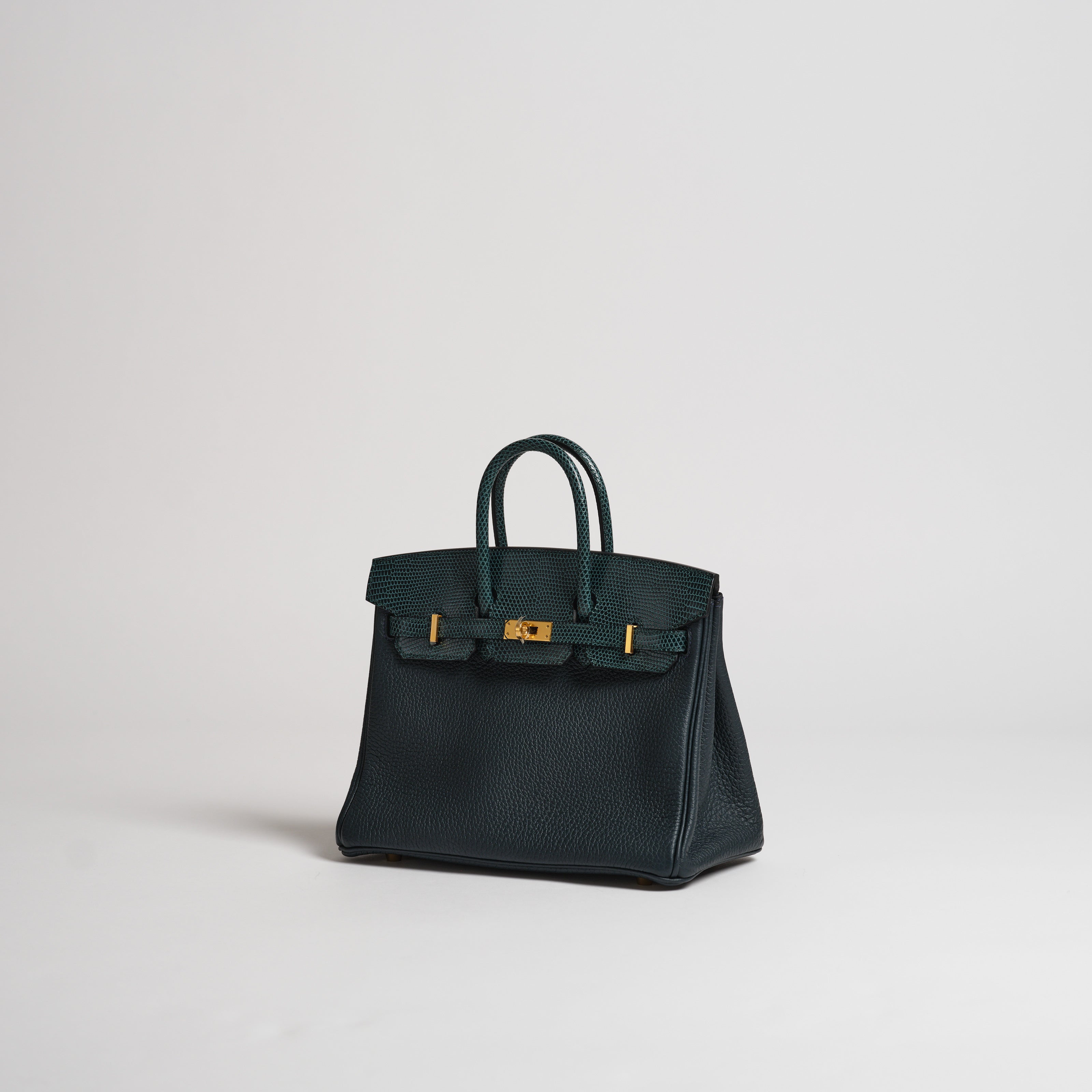 Hermès 25cm Birkin Touch vert cypress togo & lizard gold hardware