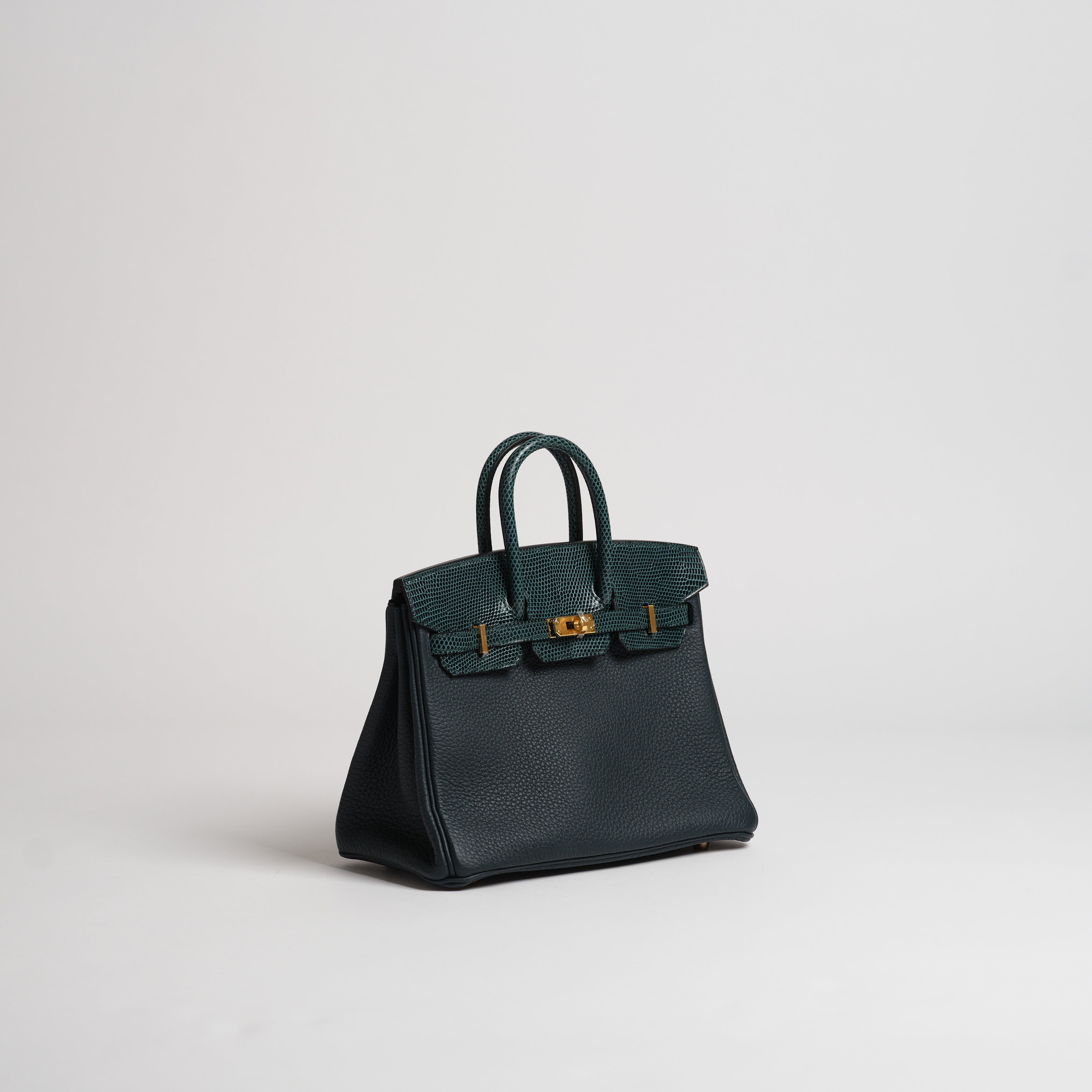 Hermès 25cm Birkin Touch vert cypress togo & lizard gold hardware