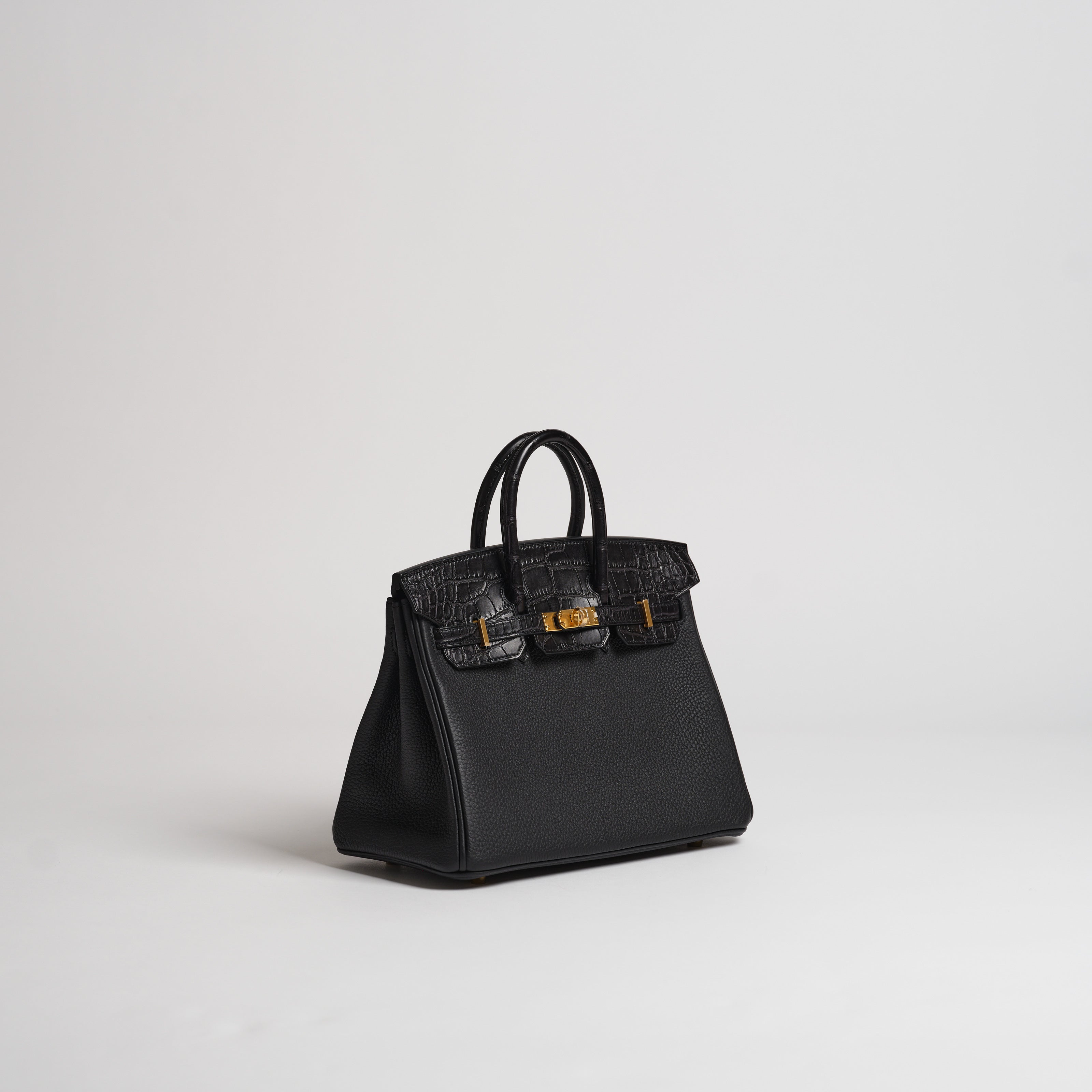 Hermès 25cm Birkin TOUCH black togo & matt alligator gold hardware