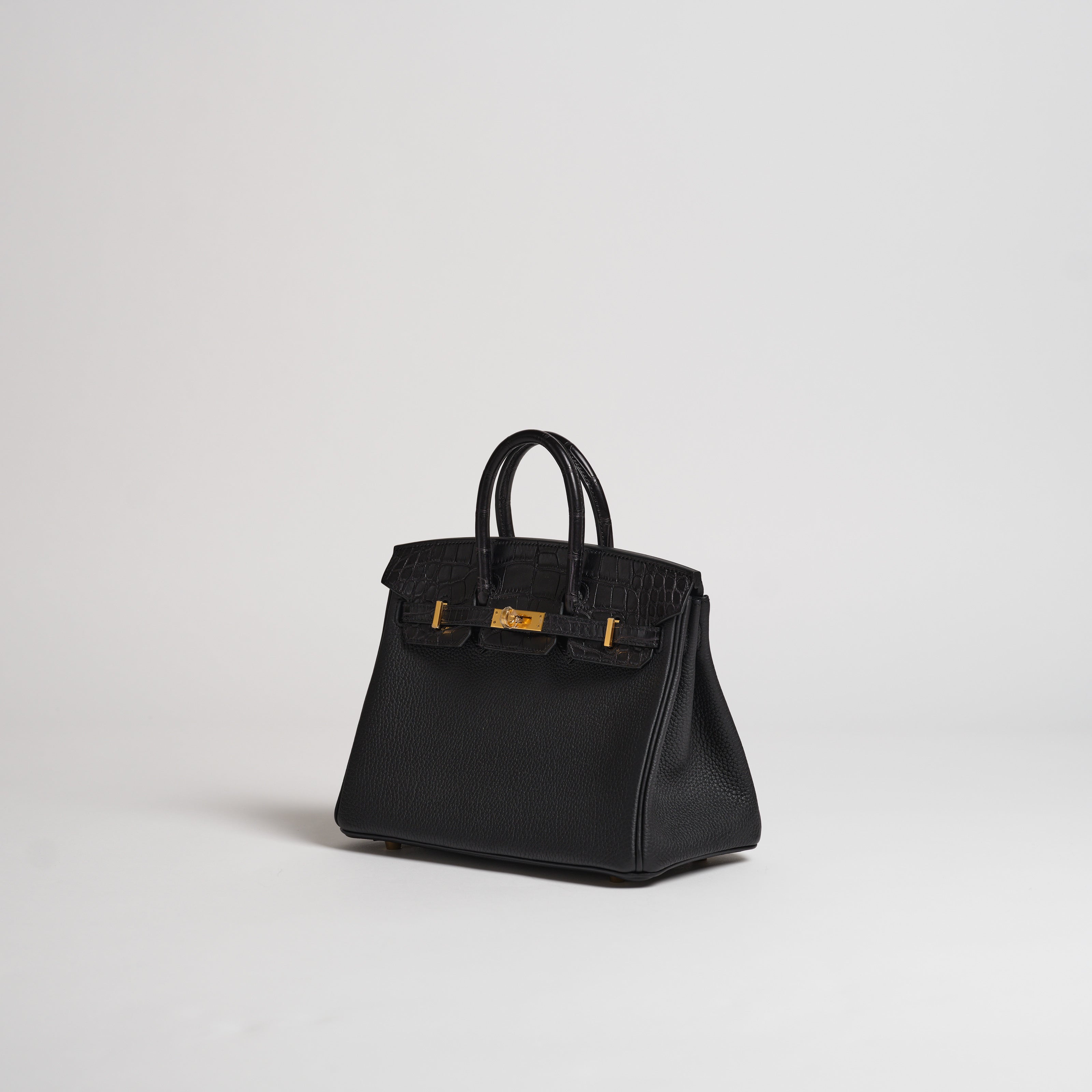 Hermès 25cm Birkin TOUCH black togo & matt alligator gold hardware