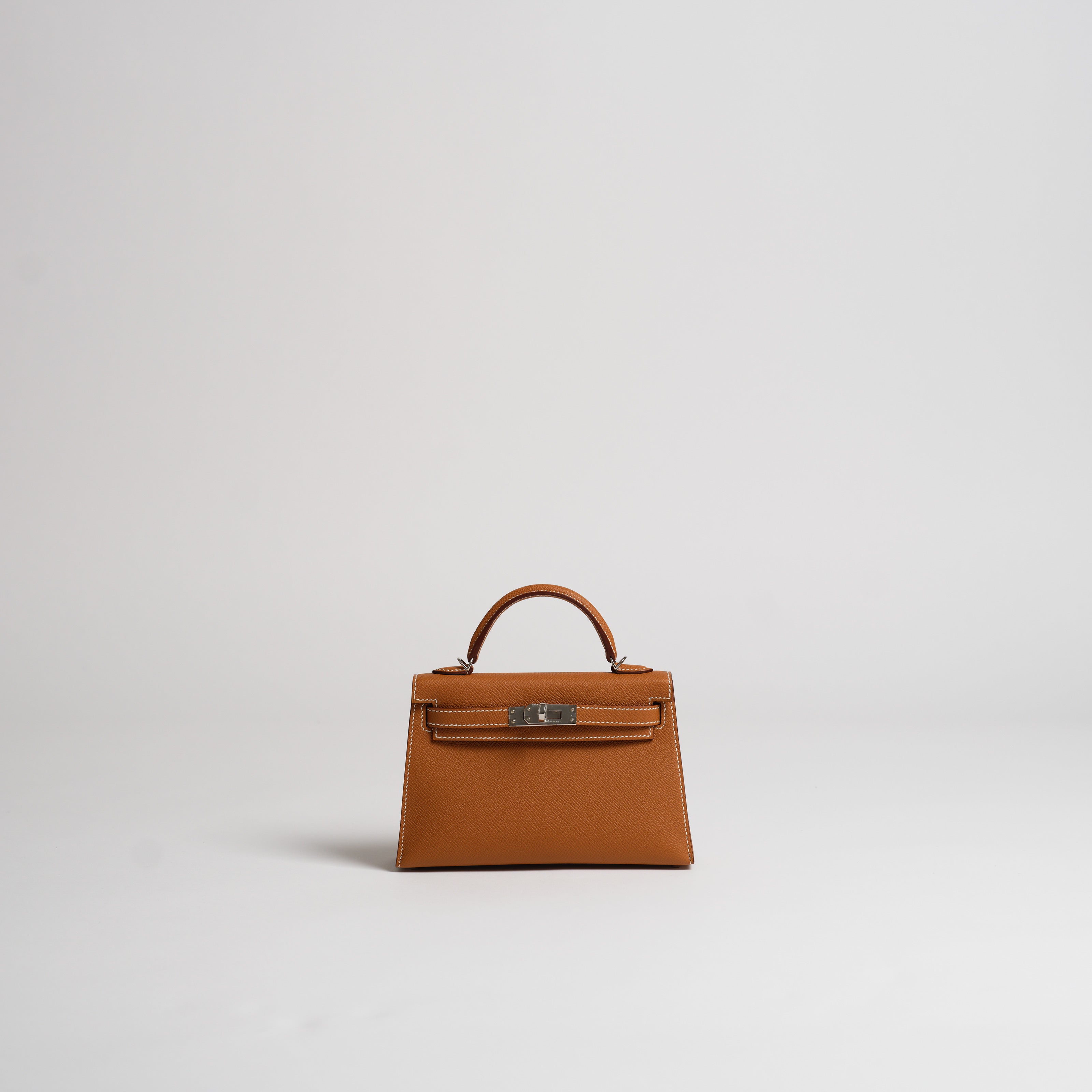 Hermès Mini Kelly II Sellier gold epsom palladium hardware with 2 straps