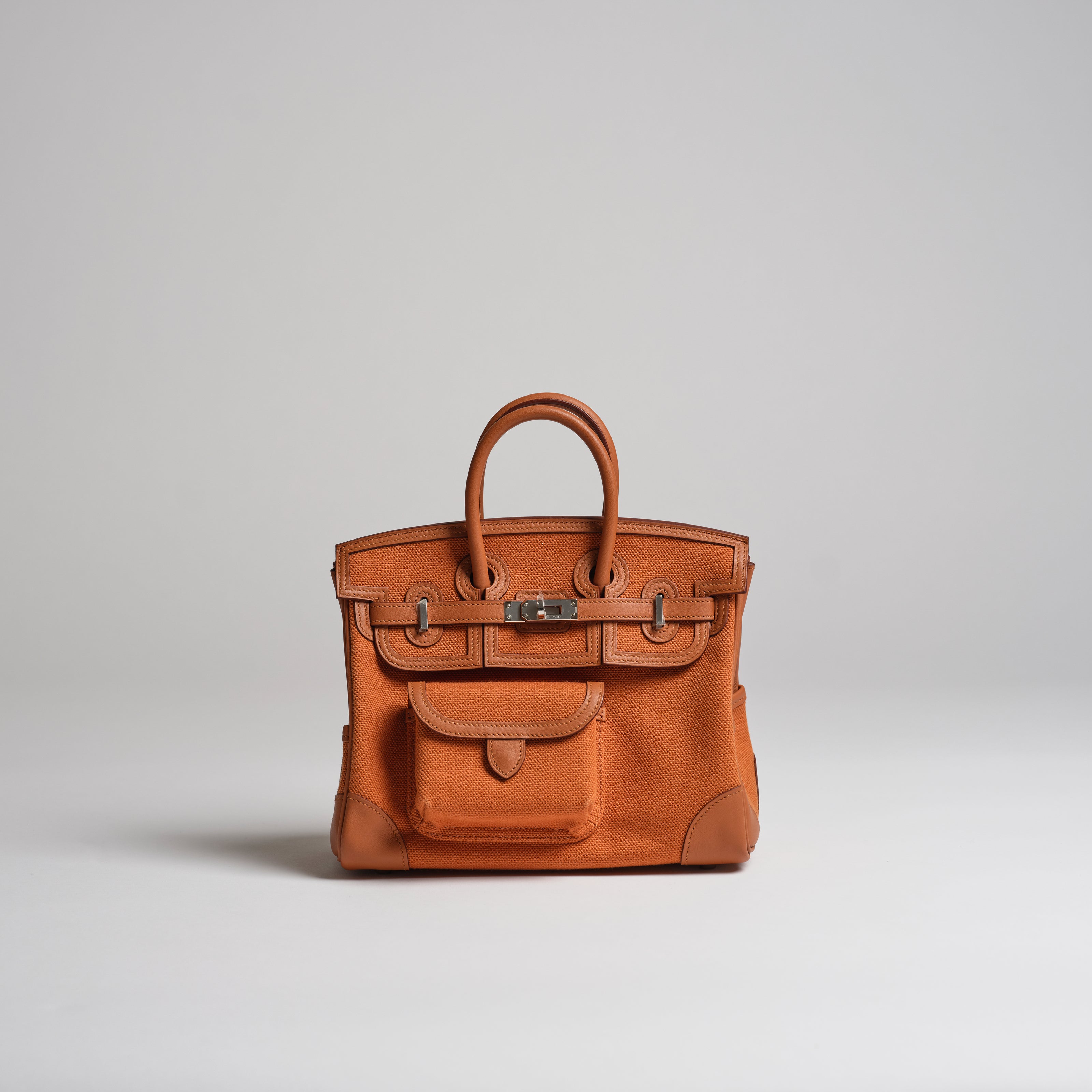 Hermès 25cm Birkin Cargo gold canvas & swift palladium hardware