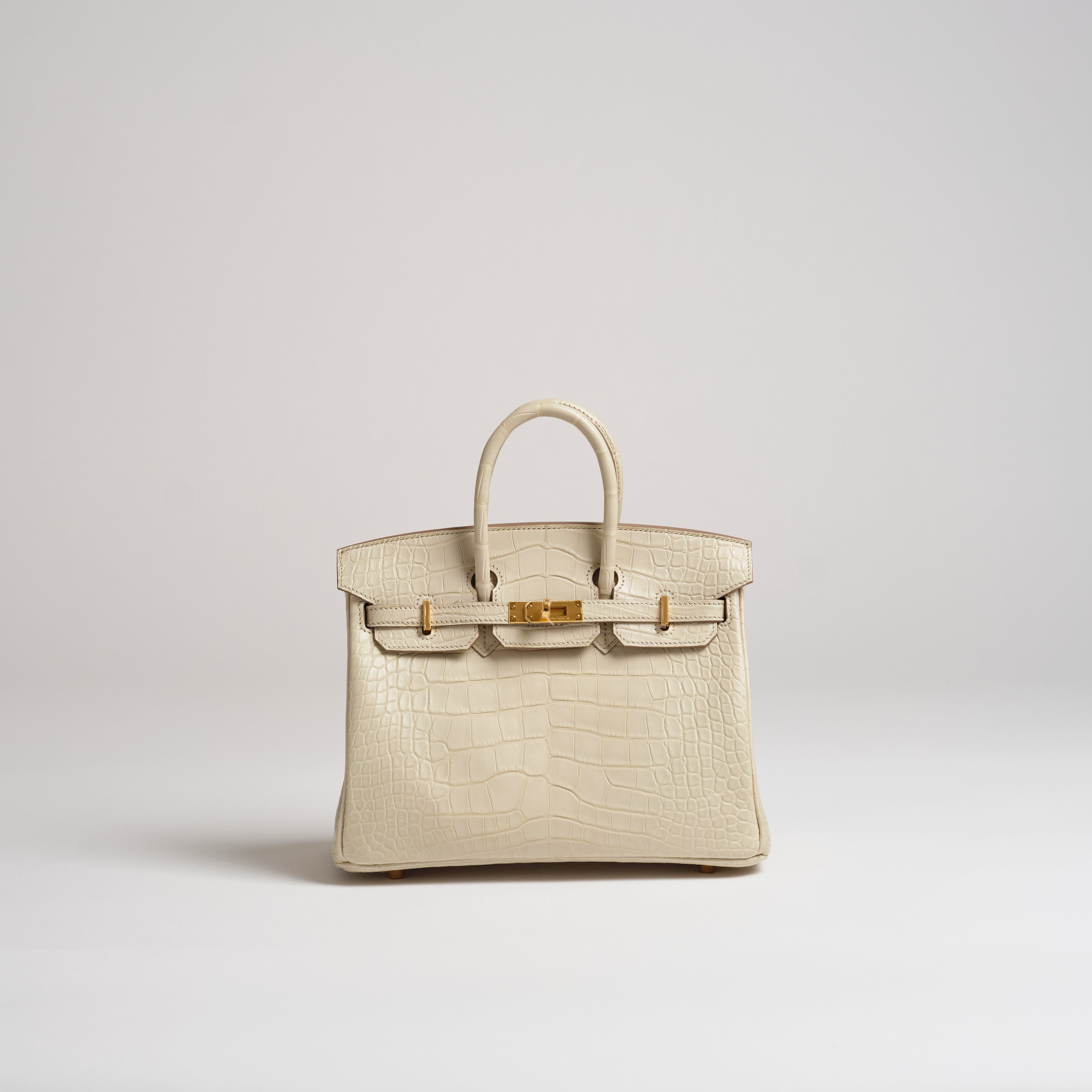 Hermès Birkin 25cm beton matt alligator gold hardware