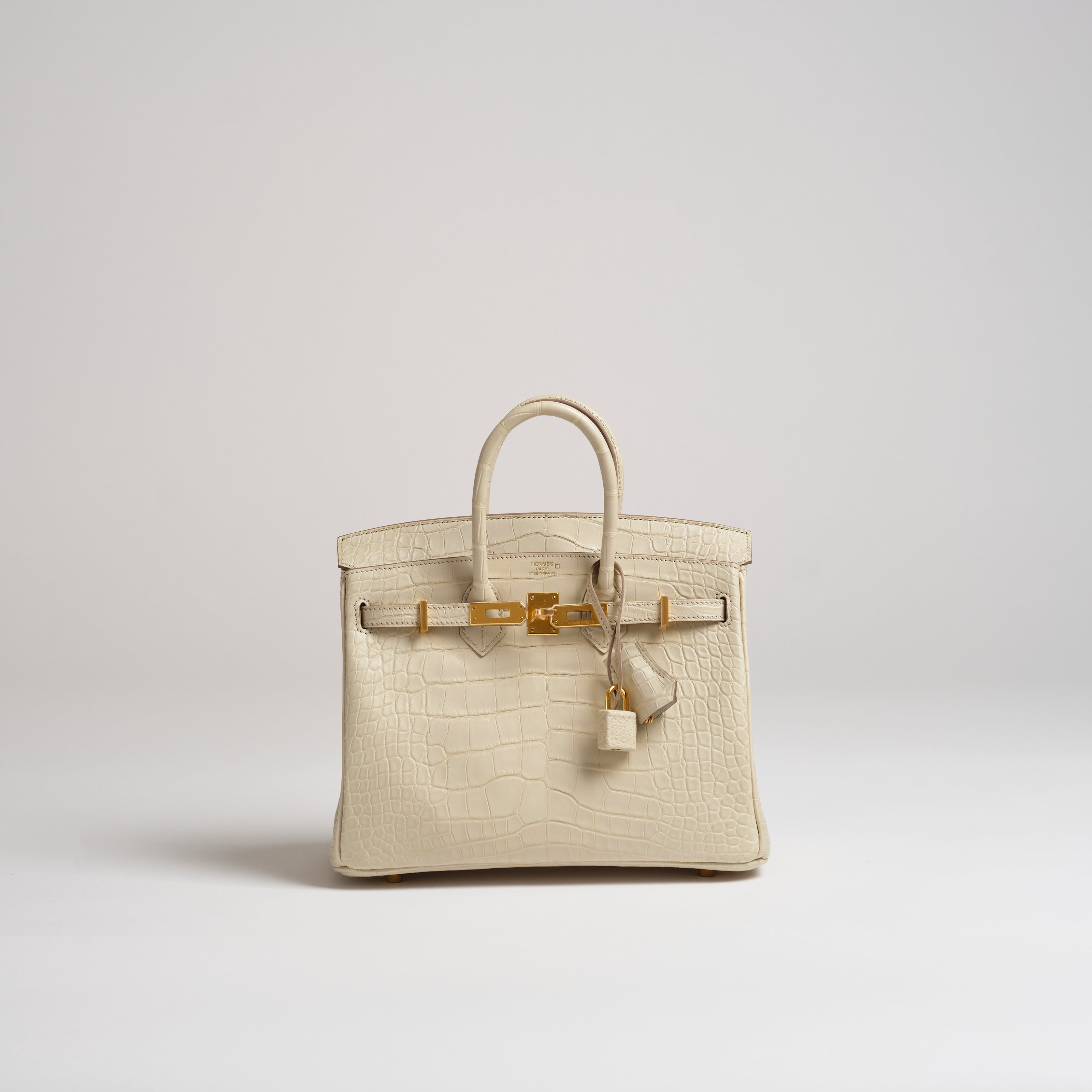 Hermès Birkin 25cm beton matt alligator gold hardware