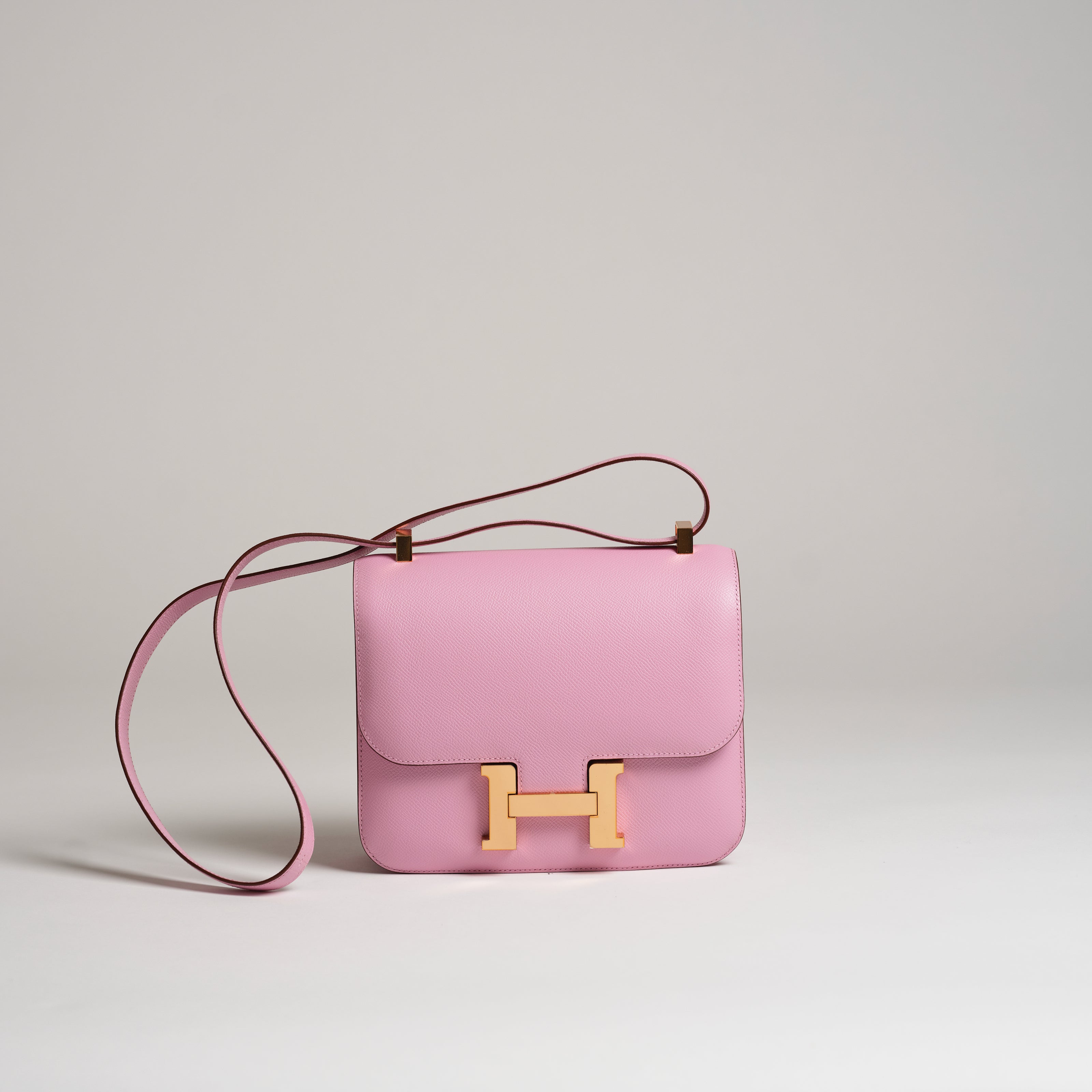 Hermès 24cm Constance mauve sylvester epsom rose gold hardware