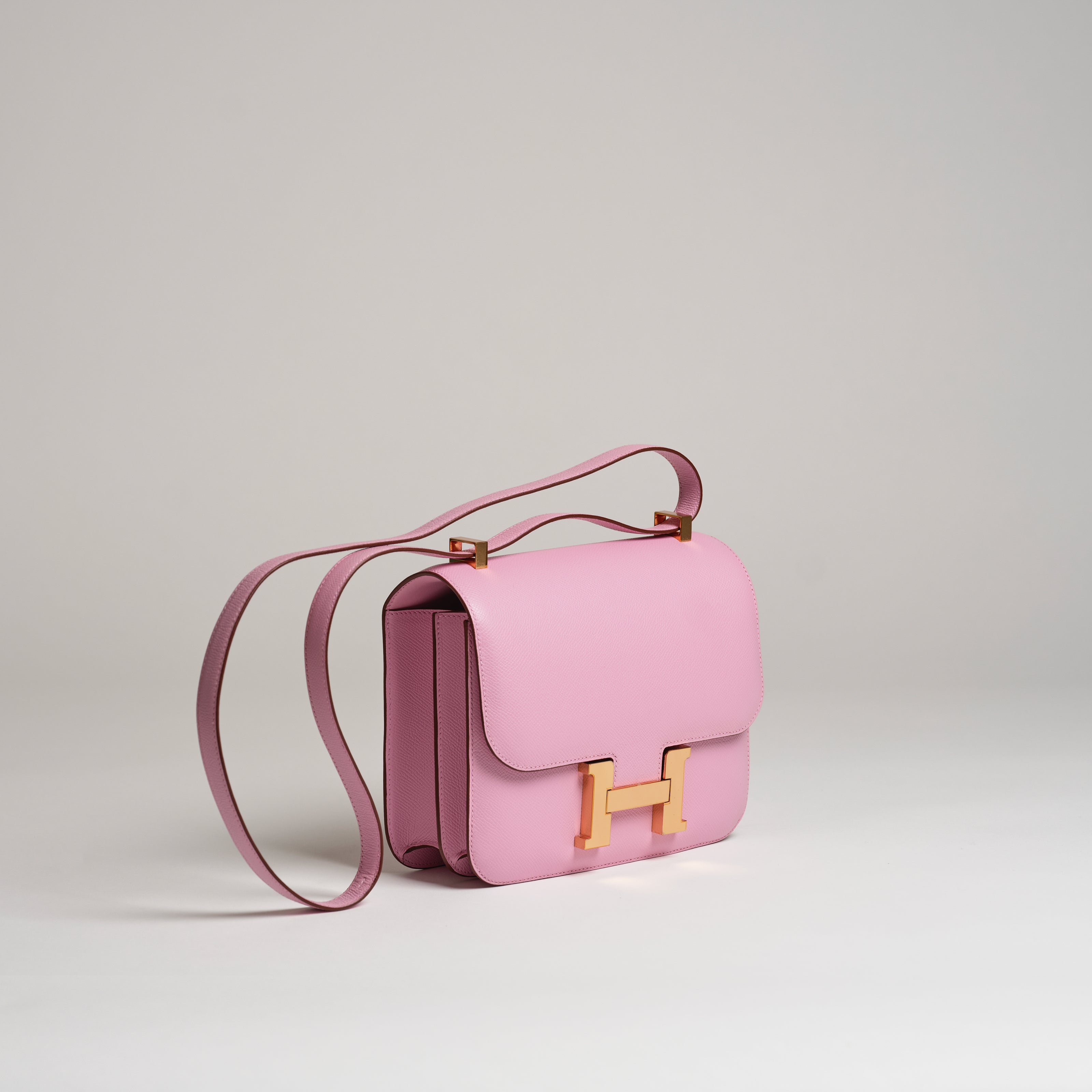 Hermès 24cm Constance mauve sylvester epsom rose gold hardware