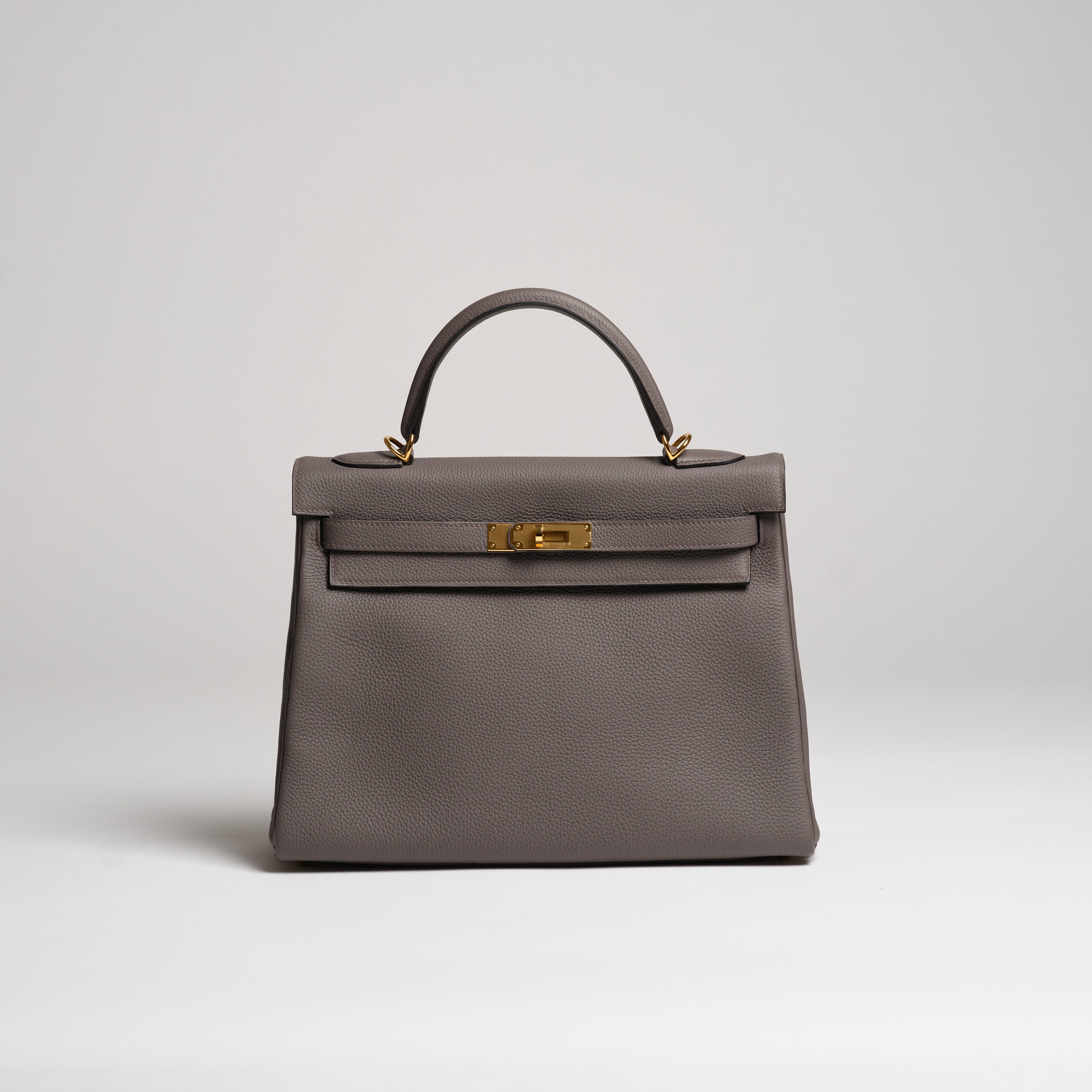 Hermès 32cm Kelly Retourne etain togo gold hardware