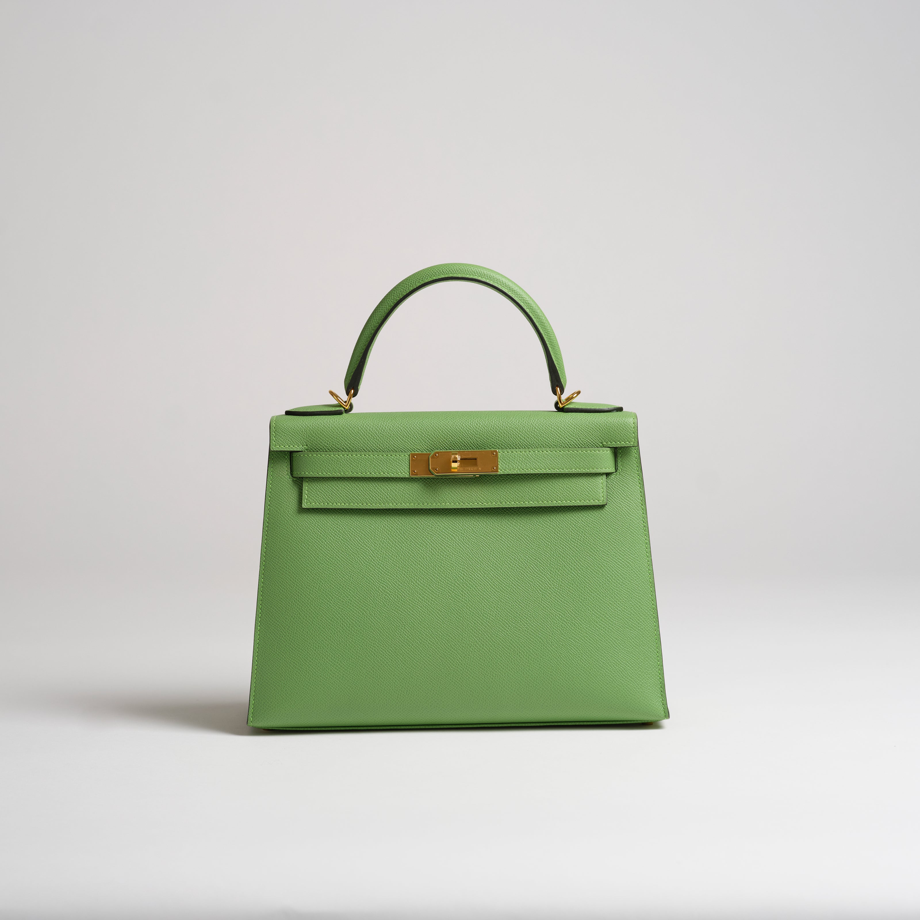 Hermès 28cm Kelly Sellier vert criquet epsom gold hardware