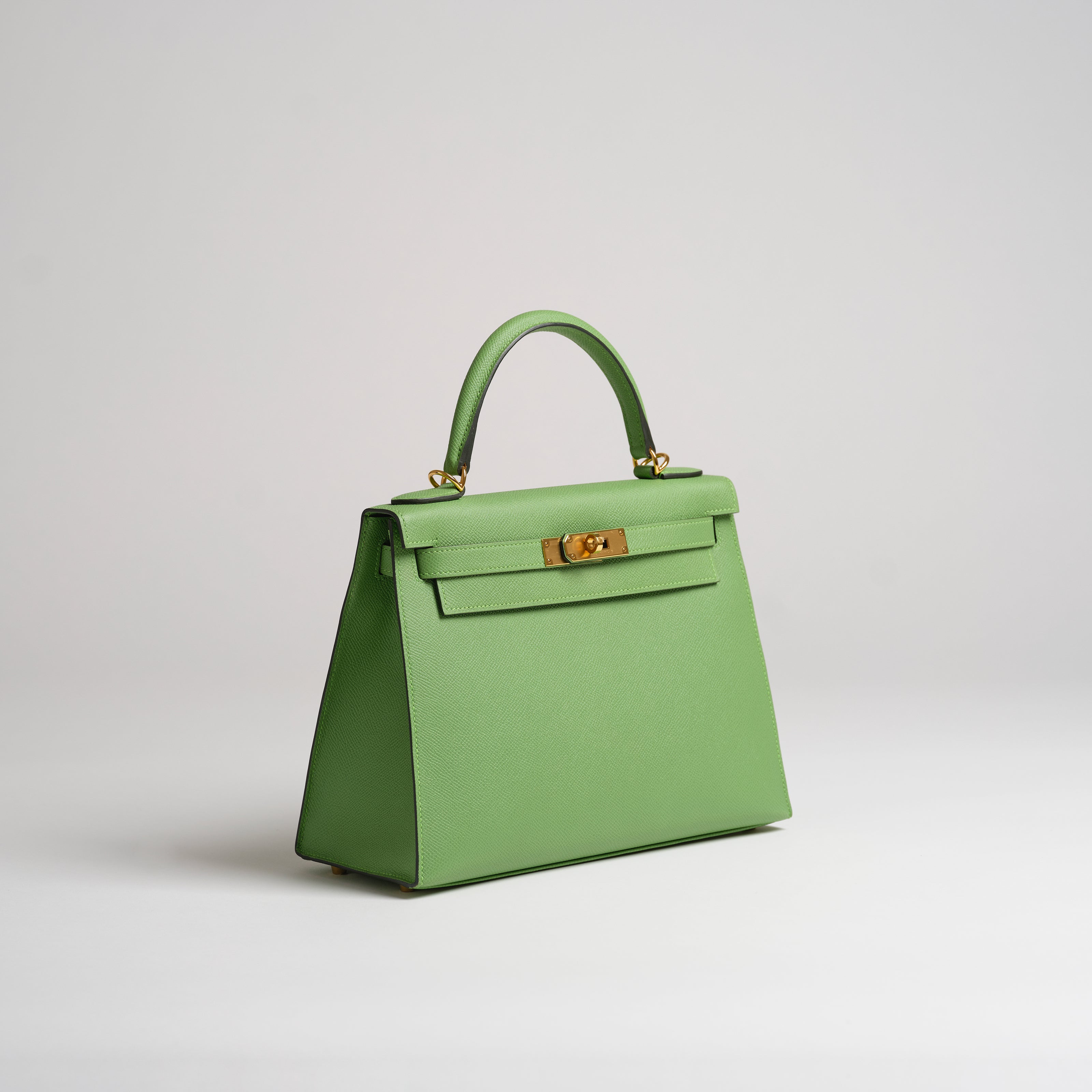 Hermès 28cm Kelly Sellier vert criquet epsom gold hardware