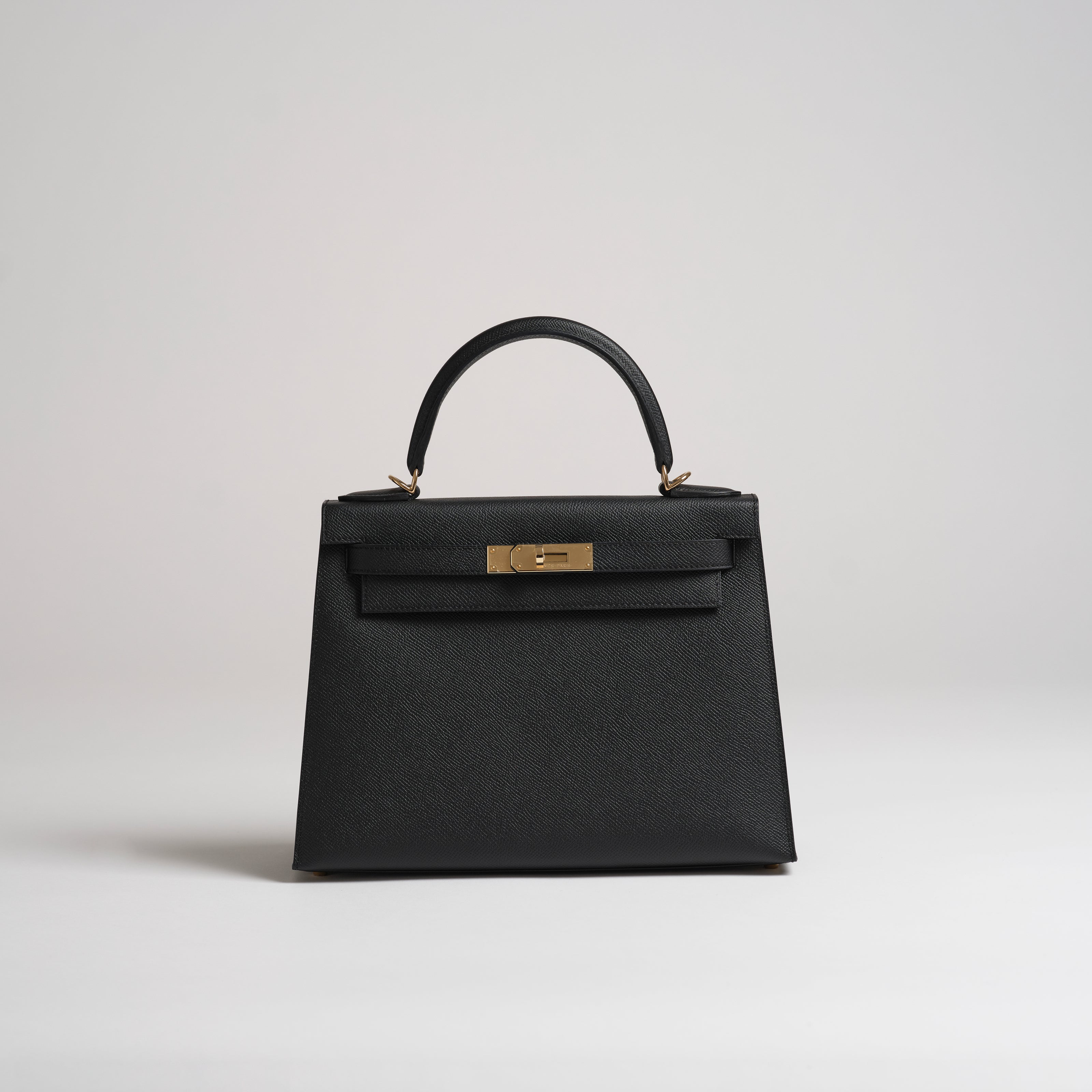 Hermès 28cm Kelly Sellier black epsom permabrass hardware