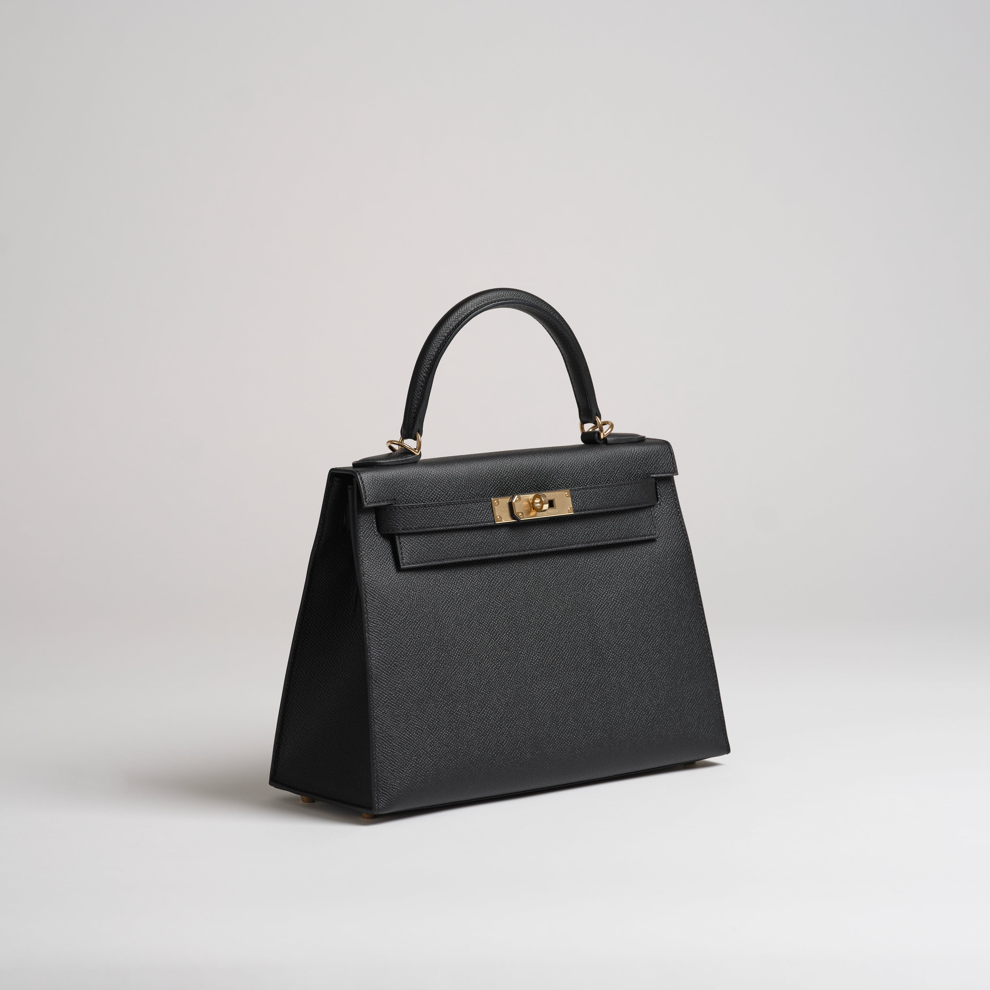 Hermès 28cm Kelly Sellier black epsom permabrass hardware
