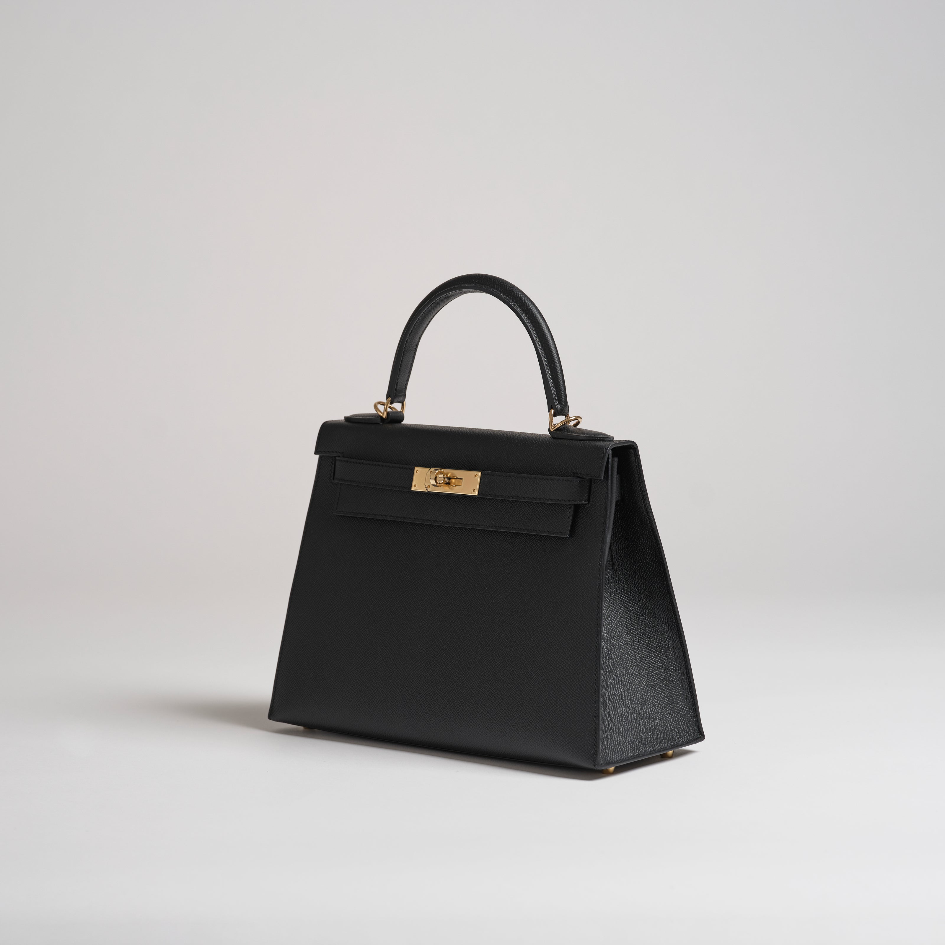 Hermès 28cm Kelly Sellier black epsom permabrass hardware
