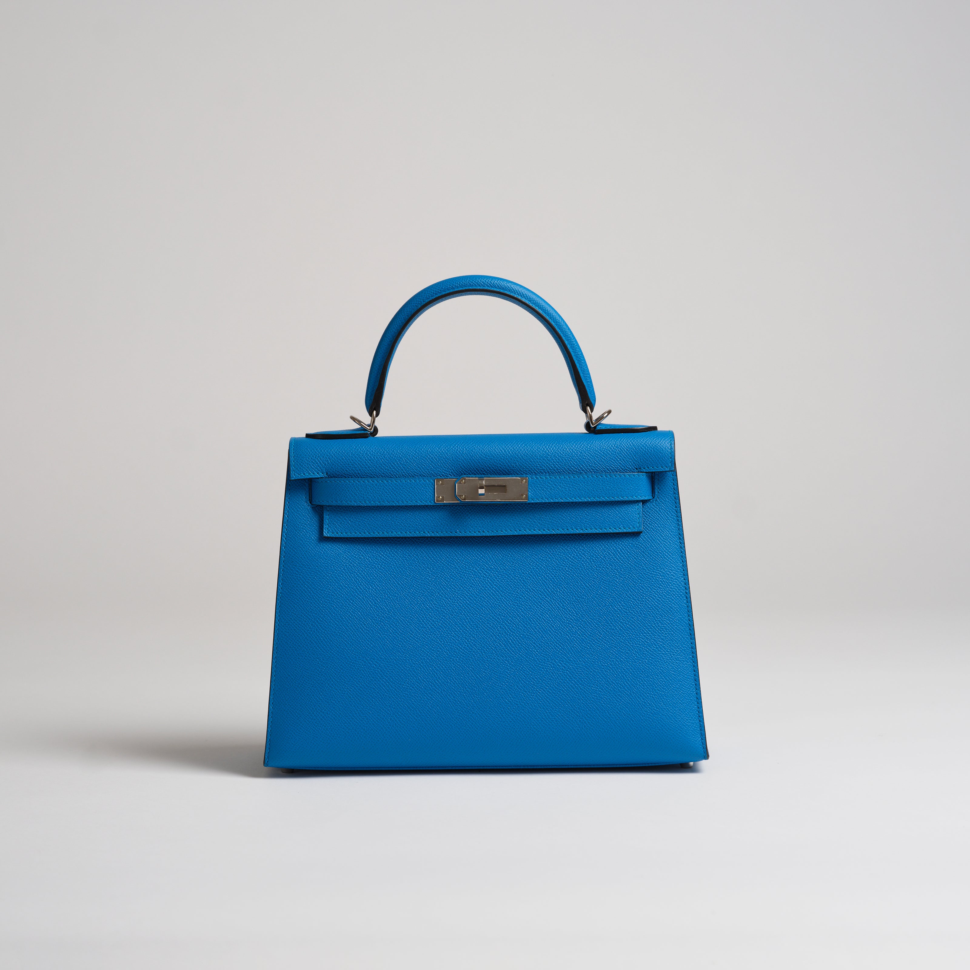 Hermès 28cm Kelly Sellier blue zanzibar epsom palladium hardware