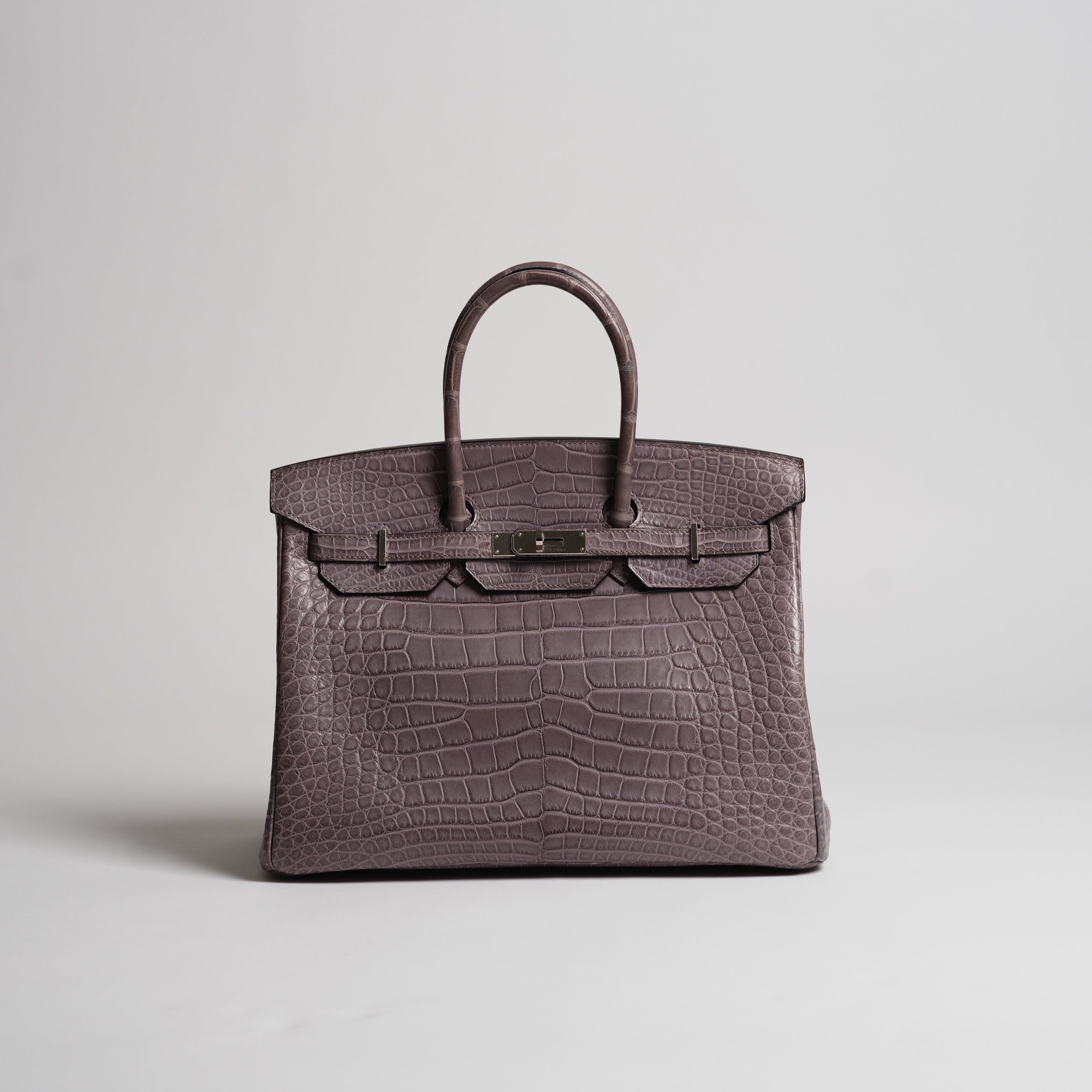 Hermès 35cm Birkin gris de paris matt alligator palladium hardware