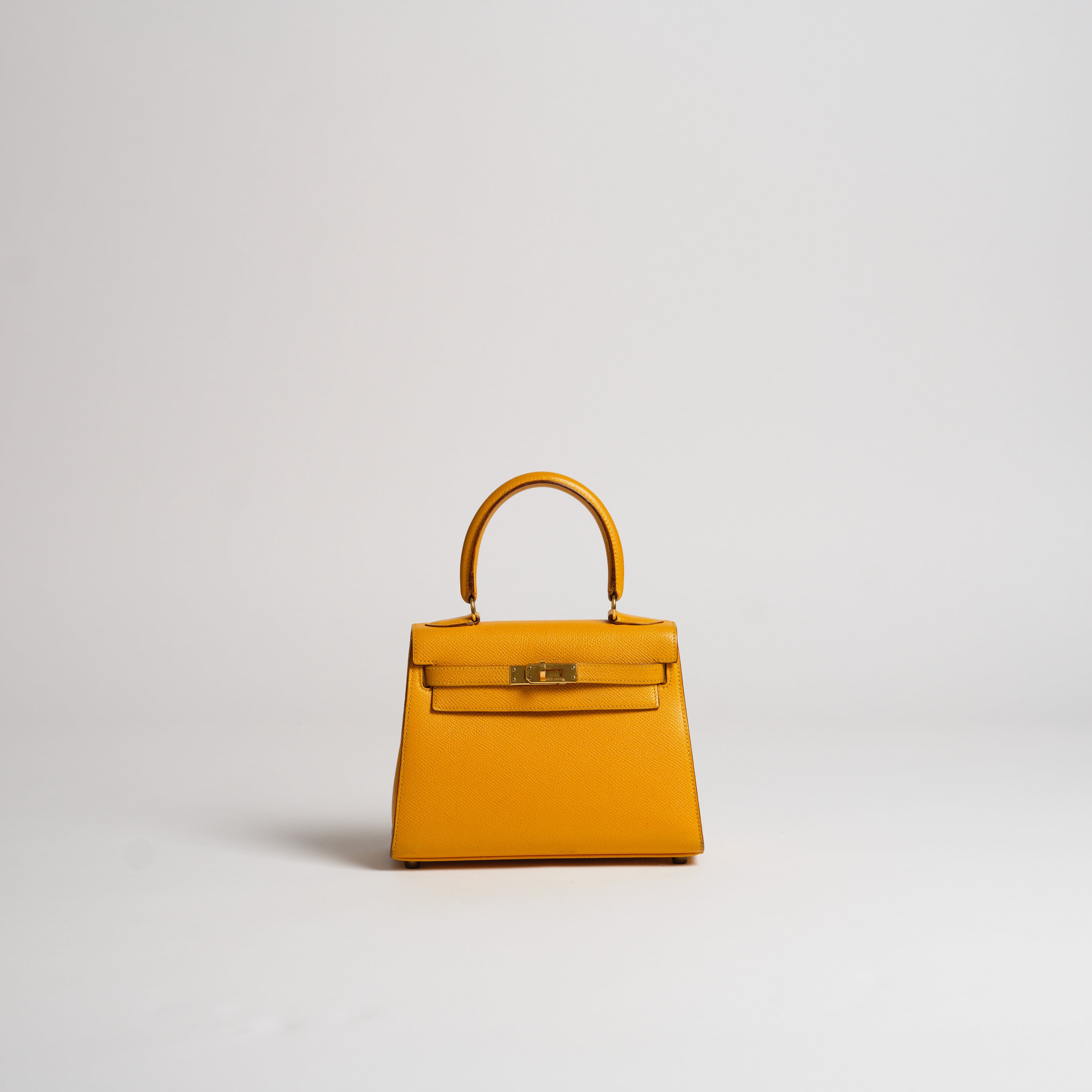 Vintage Hermès 20cm Kelly Sellier jaune courchevel gold hardware