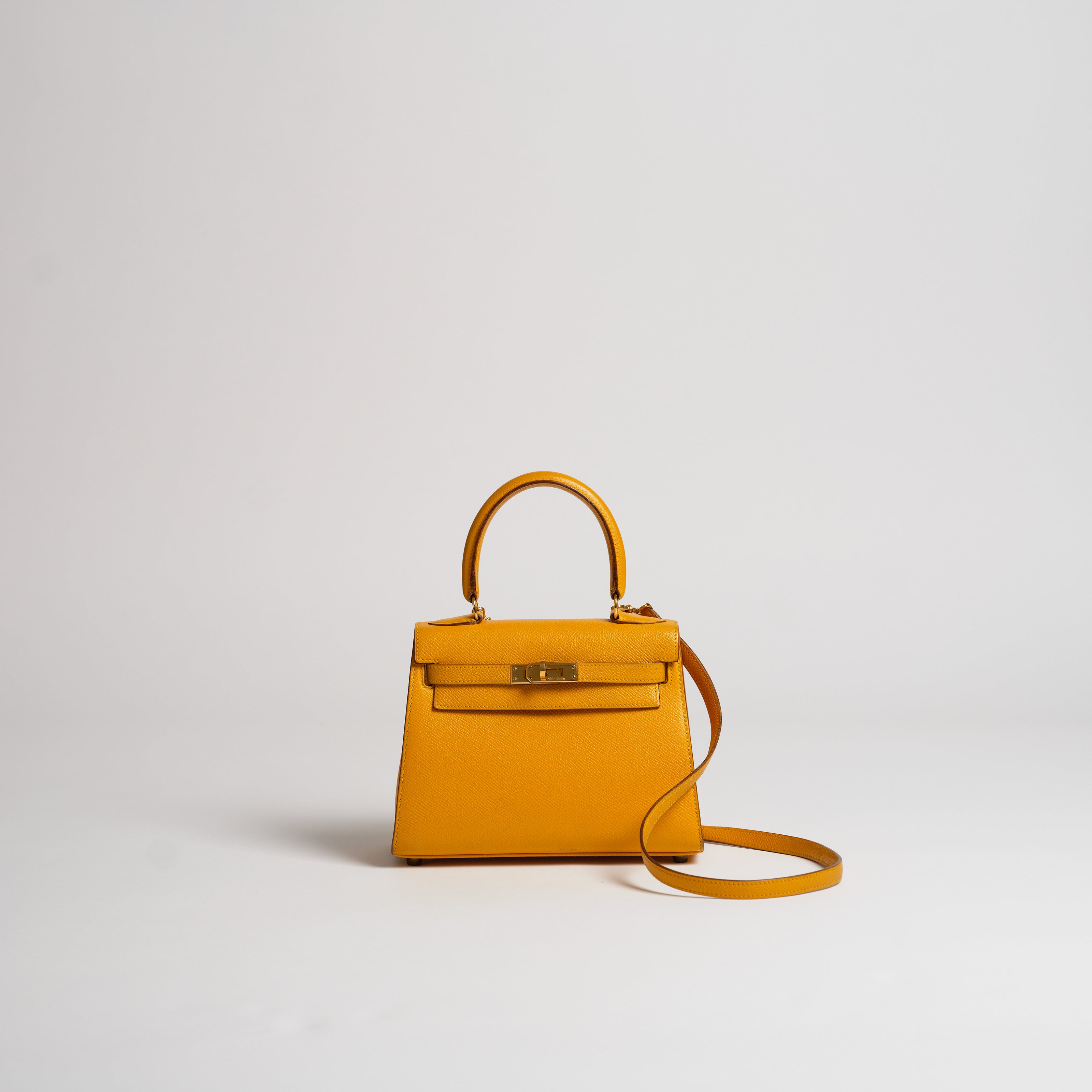 Vintage Hermès 20cm Kelly Sellier jaune courchevel gold hardware