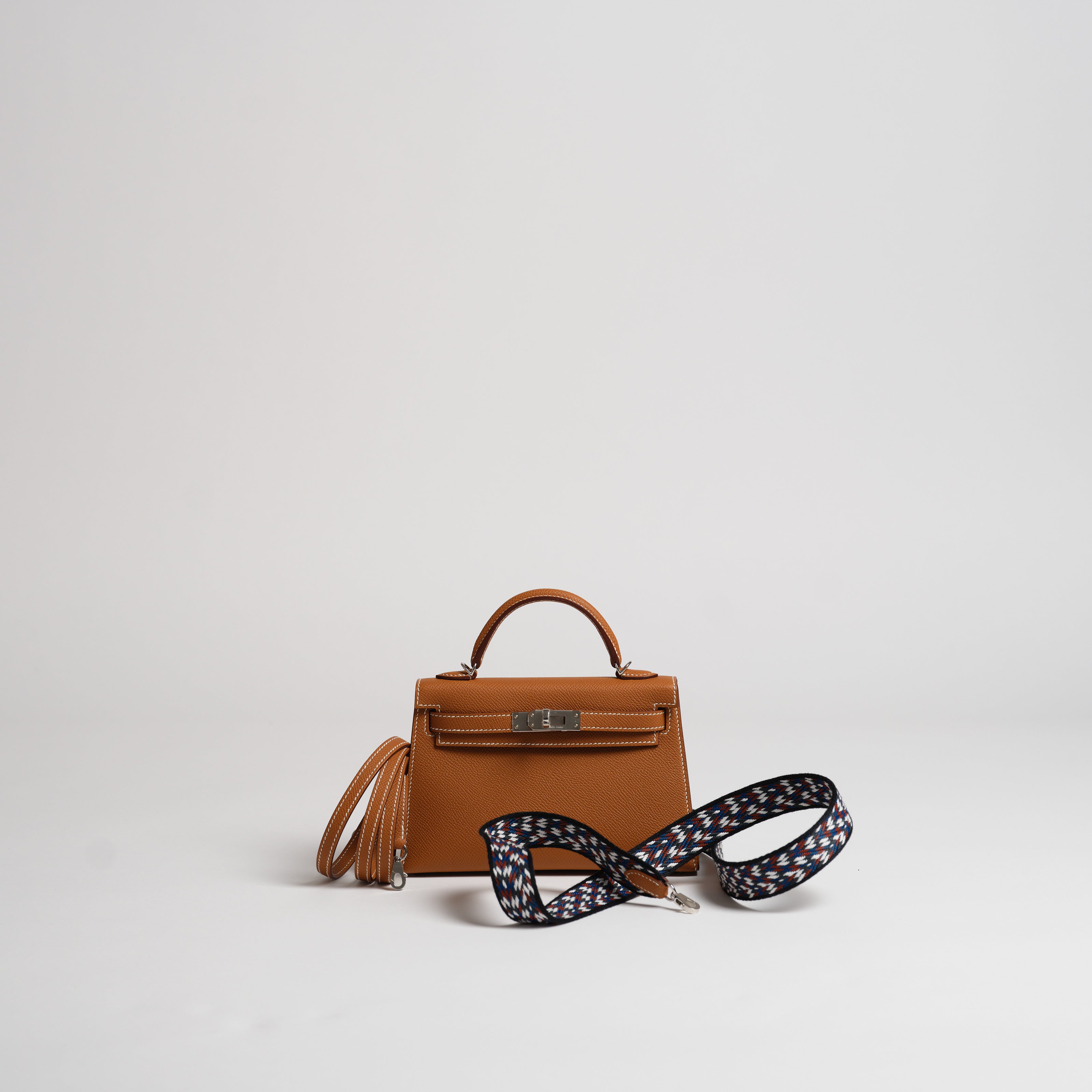 Hermès Mini Kelly II Sellier gold epsom palladium hardware with 2 straps