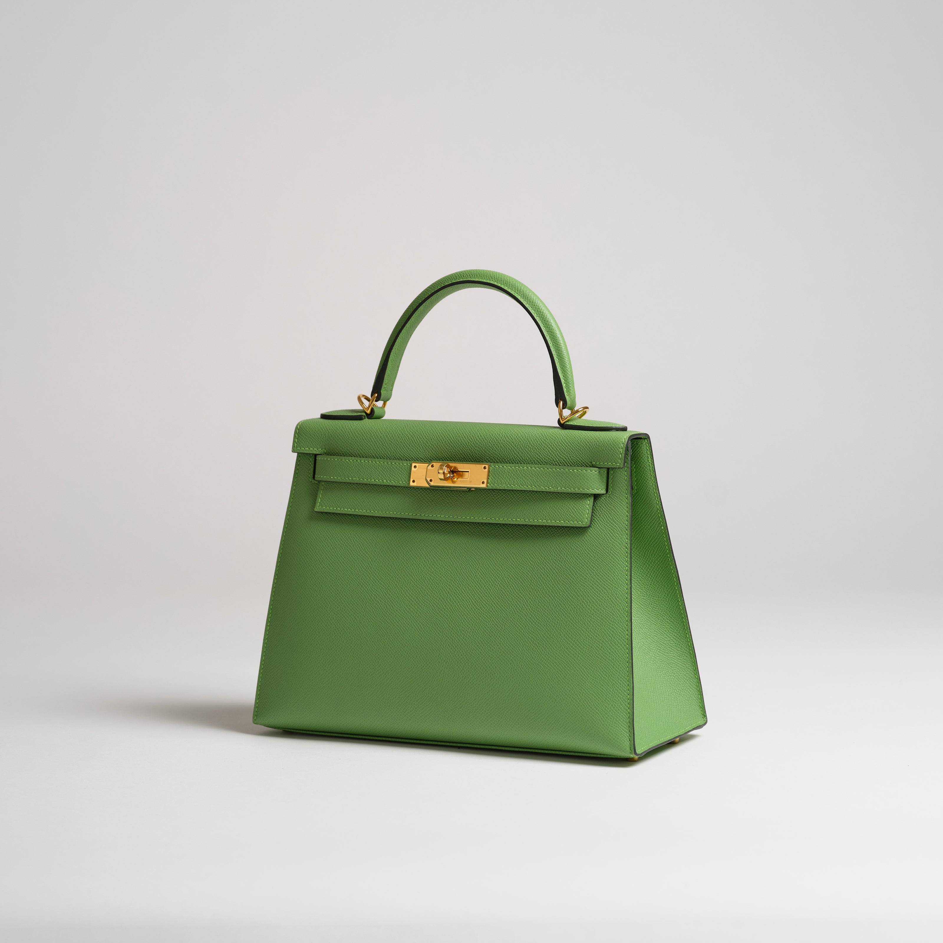 Hermès 28cm Kelly Sellier vert criquet epsom gold hardware