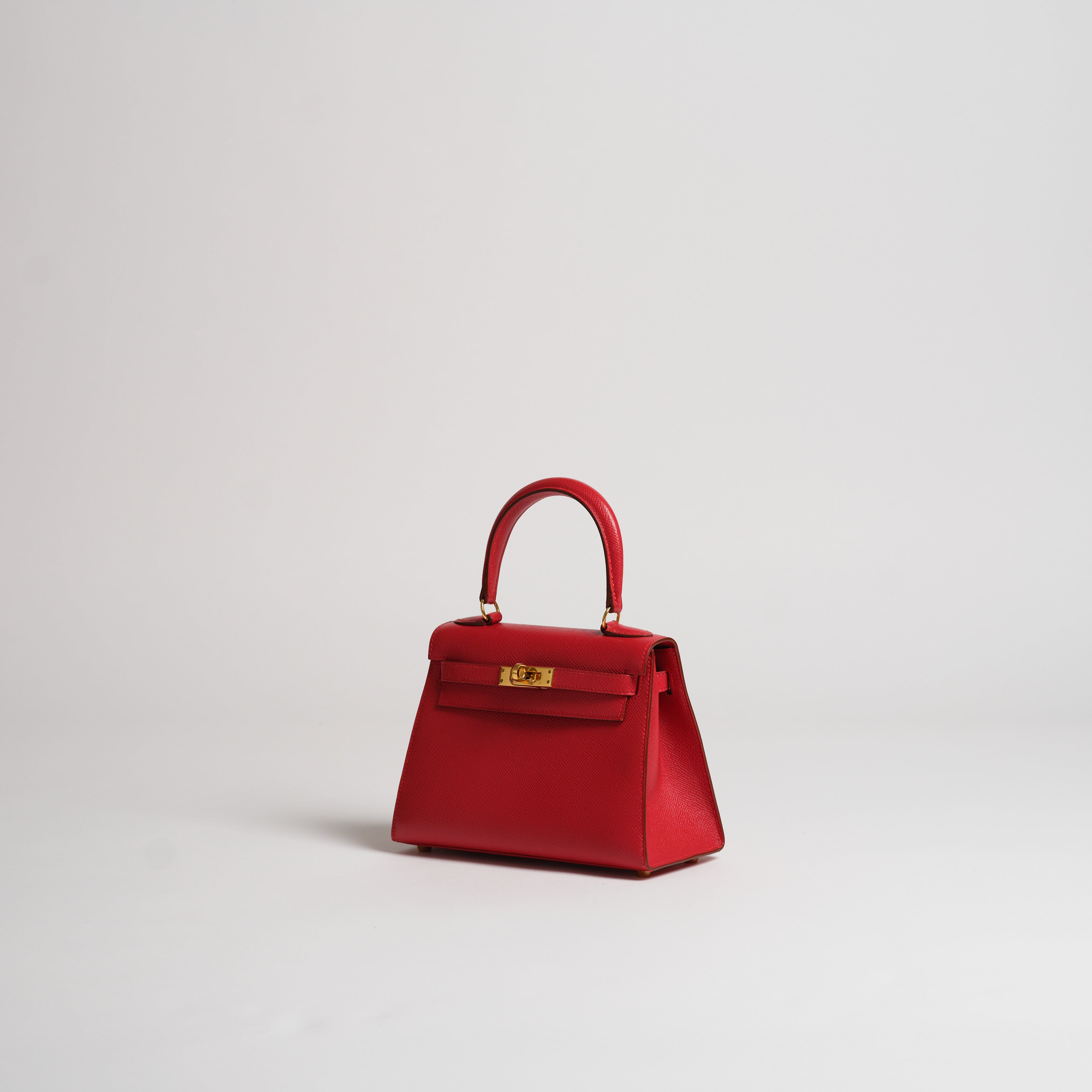 Vintage Hermès 20cm Kelly Sellier rouge vif courchevel gold hardware